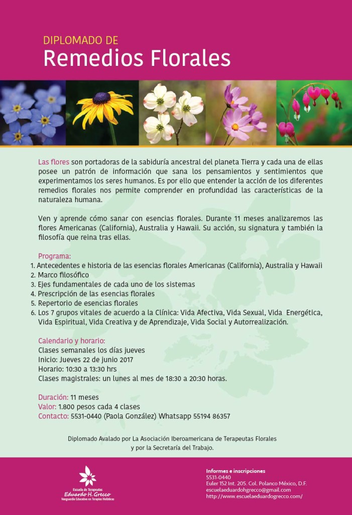Remedios Florales , Diplomado de Flores de Bach 2017