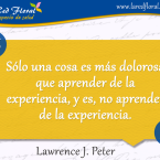 Solo una cosa es más dolorosa que aprender de la experiencia y es . . .